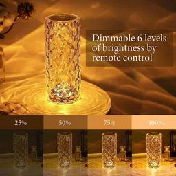 alfonsiyaz Rose Diamond Crystal USB Rechargeable Color Changing Acrylic 3D Night Table Lamp Night Lamp image 3