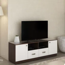 a globia creations Orchid TV Console for TVs up to 55" in Choco Walnut & Frosty White Colour image 2