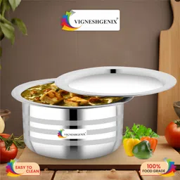 Stainless Steel Serving Bowl Tope Flat Bottom Set/patila/Milk Pot pan/Handi Cookware Set-image-34