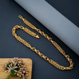 wgmoney 1 gram High Quality Indian Polished “20” Inches GoldChain for Men and boy Gold-plated Plated Alloy Chain-picture-17