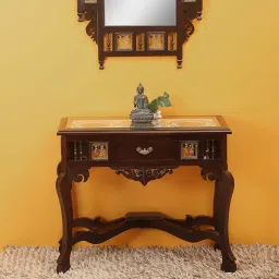 mudramark from pepperfry Atar Teak Wood Console Table in Walnut Finish image 2