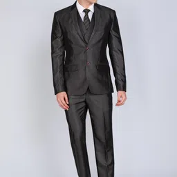 park avenue Men 3PC NOTCH REV W/C BASIC TRSR - S.SLIM FT Self Design Suit image 2