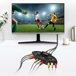 microware TV-out Cable 3-Way Audio Video RCA Composite AV Video Game Selector Switch Box Splitter image 4