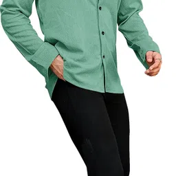 khushi creation Men Regular Fit Solid Curved Collar Casual Shirt image 4