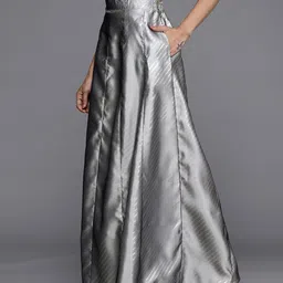 libas Women Striped Flared Grey Skirt image 3