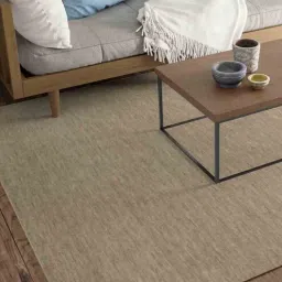 Beige Solid Wool 5 ft x 7 ft Hand Woven Carpet by Saraswati Global-image-95