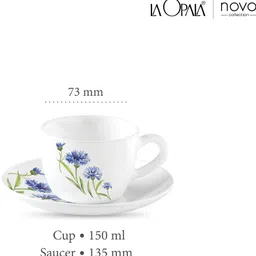 laopala Pack of 12 Opalware Novo Floral Fountain 150 ml Cup Saucer Set image 2