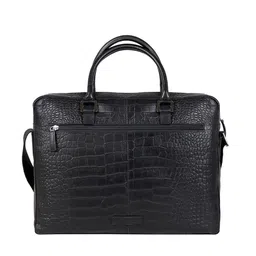 Hidesign Men Black Textured Leather Laptop Bag image 2