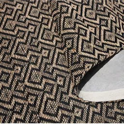 MRIC Beige & Black Geometric Handmade Hemp Carpet image 3