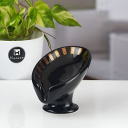 Kookee Black & Gold Toned Abstract Printed Ceramic Soap Dish-picture-26