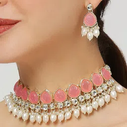 OOMPH Stone Studded & Beaded Jewellery Set image 1