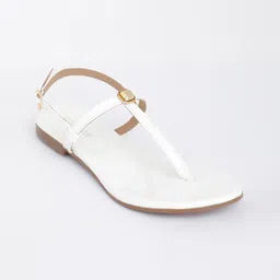Vishudh Women White Solid T-Strap Flats image 3
