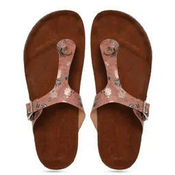 MOZAFIA Printed T-Strap Flats With Buckle Detail image 3