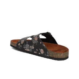 MOZAFIA Printed Two Strap Open Toe Flats With Buckle Detail image 5