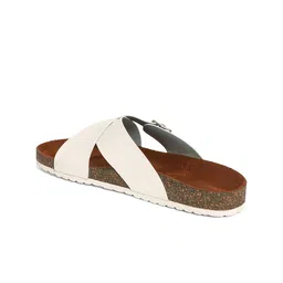 MOZAFIA Textured Cross Strap Open Toe Flats With Buckle Detail image 2