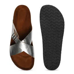 MOZAFIA Cross Strap Open Toe Flats With Buckle Detail image 5