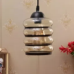 Whiteray Gold-Toned & Black Glass Contemporary Ceiling Lamp image 2