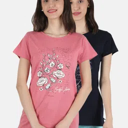 Monte Carlo Women Pack of 2 Pink & Navy Blue Printed Top-picture-23