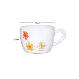 Cello White & Orange 12Pcs Printed Opalware Glossy Cups  130ml Each image 3