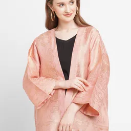 Cloth Haus India Women Pink Cotton Horse Design Brocade Kimono Jacket-image-21