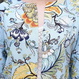 Sera Blue & Yellow Floral Printed Crop Shrug image 2