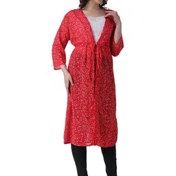 COLOR STUDIO Floral Printed Longline Tie-Up Shrug image 5