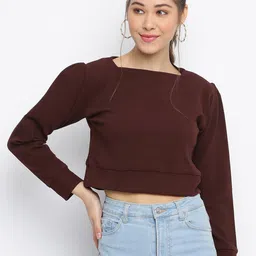 Mayra Boat Neck Puff Sleeves Crop Top-picture-31