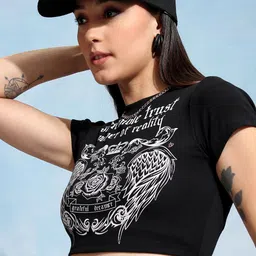 street by tokyo talkies Tokyo Talkies Typography Printed Tie-Up Styled Crop Top-picture-31