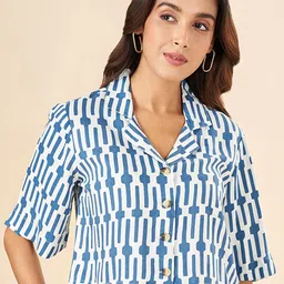 AKKRITI BY PANTALOONS Printed Shirt Style Crop Top-picture-41