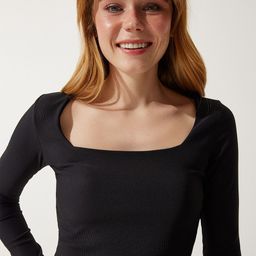 Happiness istanbul Square Neck Long Sleeves Fitted Crop Top-picture-6