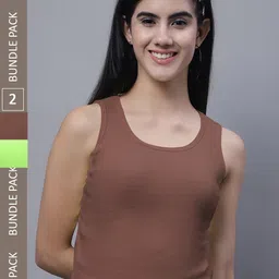 FBAR Pack Of 2 Sleeveless Bio Washed Pure Cotton Tank Tops-picture-31