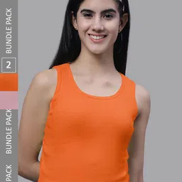 FBAR Pack Of 2 Sleeveless Bio Washed Pure Cotton Tank Tops-picture-29