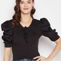 Clora Creation Tie-Up Neck Puff Sleeves Top-picture-27