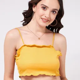 Zima Leto Ribbed Shoulder Strap Fitted Crop Top image 1
