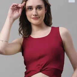 FBAR Pack Of 2 Round Neck Sleeveless Twisted Crop Tops-picture-24