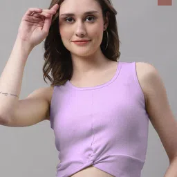 FBAR Pack Of 2 Round Neck Sleeveless Twisted Crop Tops-picture-41