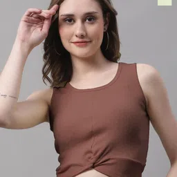 FBAR Pack Of 2 Round Neck Sleeveless Twisted Crop Tops-picture-10