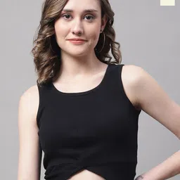 FBAR Pack Of 2 Cotton Round Neck Sleeveless Opaque Casual Fitted Crop Tops-picture-15