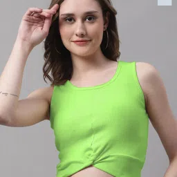 FBAR Pack Of 2 Cotton Round Neck Sleeveless Opaque Casual Fitted Crop Tops-picture-11