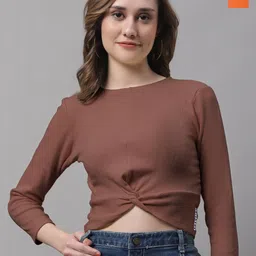 FBAR Pack Of 2 Cotton Crop Three-Quarter Sleeves Twisted Fitted Tops-picture-17