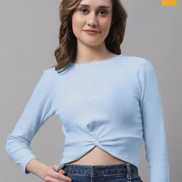 FBAR Pack Of 2 Cotton Crop Three-Quarter Sleeves Twisted Fitted Tops-picture-38