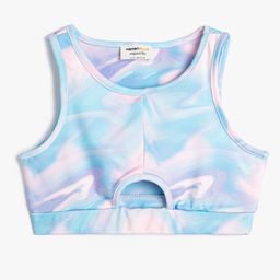 Koton Girls Print Round Neck Blouson Crop Top-picture-0