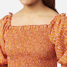 People Square Neck Print Crop Top image 2