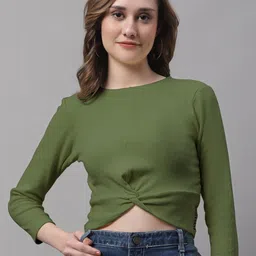 FBAR Pack Of 2 Cotton Crop Three-Quarter Sleeves Twisted Fitted Tops image 3