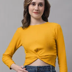 FBAR Pack Of 2 Cotton Crop Three-Quartered Sleeves Twisted Fitted Tops image 2