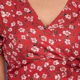 La Aimee Print Crepe Blouson Crop Top image 4