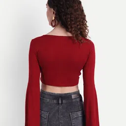 COLOR CAPITAL Wrap Bell Sleeve Crop Top image 5