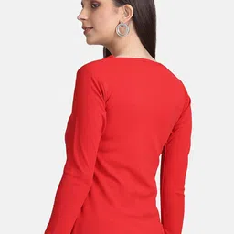 Sugathari Red Crepe Regular Top image 4