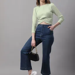 FBAR Pack Of 2 Cotton Crop Three-Quarter Sleeves Twisted Fitted Tops image 5