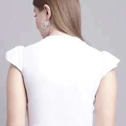 Jinfo Round Neck Flutter Sleeves Crop Top image 4